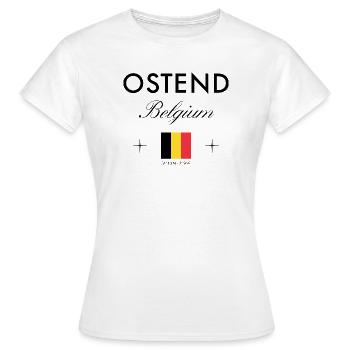 Ostende Belgien Koordinaten Reise Souvenir - Frauen T-Shirt - Weiß - Vorne - AI Model Female 172 dark (172cm)