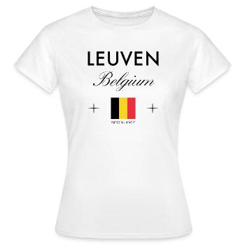 Leuven Belgien Koordinaten Reise Souvenir - Frauen T-Shirt - Weiß - Vorne - AI Model Female 172 dark (172cm)
