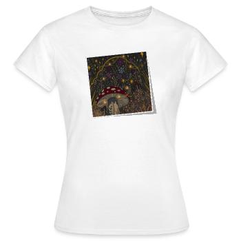 Foto mystischer Pilz Illustration - Frauen T-Shirt - Weiß - Vorne - AI Model Female 172 dark (172cm)