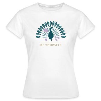Emblème du Paon Sois Toi-même - T-shirt Femme - blanc - Devant - AI Model Female 172 dark (172cm)