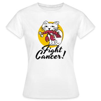 Katze kämpft gegen Krebs - Frauen T-Shirt - Weiß - Vorne - AI Model Female 172 dark (172cm)