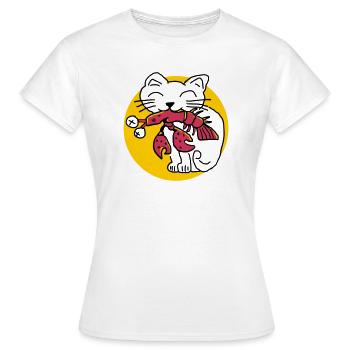 CancerCat - Frauen T-Shirt - Weiß - Vorne - AI Model Female 172 dark (172cm)