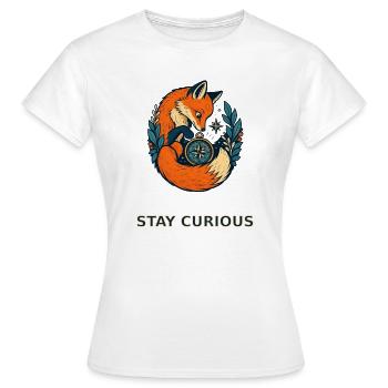 Bleib neugierig, Fuchs - Frauen T-Shirt - Weiß - Vorne - AI Model Female 172 dark (172cm)