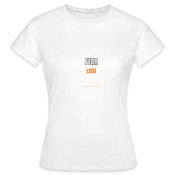 Fear Less Motivational Geometric Typography Design - Women's T-Shirt - white - Front - AI Model Female 172 dark (172cm)