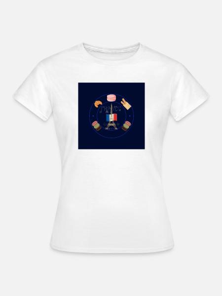 Pariser Gebäck- und Eiffelflaggenabzeichen - Frauen T-Shirt - Weiß