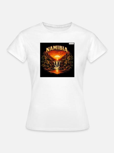 Namibia Sonnenuntergang Palmenfall - Frauen T-Shirt - Weiß