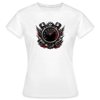 Dynamisches Motor-Tacho Emblem - Frauen T-Shirt - Weiß - Vorne - AI Model Female 172 dark (172cm)