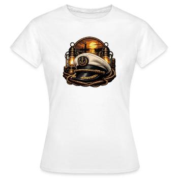 Chapeau de capitaine à la lumière du soir - T-shirt Femme - blanc - Devant - AI Model Female 172 dark (172cm)