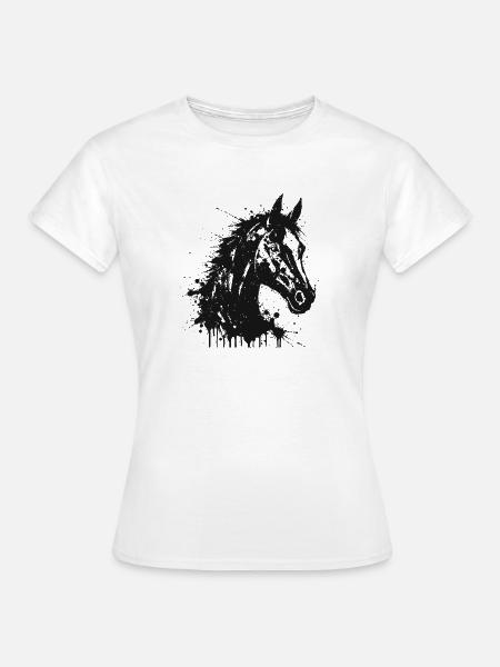 Pferde-Tintenspritzer - Frauen T-Shirt - Weiß