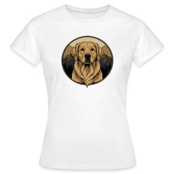 Golden Retriever Mountain Silhouette Vintage Dog Desi - T-shirt Femme - blanc - Devant - AI Model Female 172 dark (172cm)