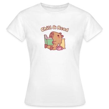 Süßes Capybara liest ein Buch – Entspann dich und lies - Frauen T-Shirt - Weiß - Vorne - AI Model Female 172 dark (172cm)