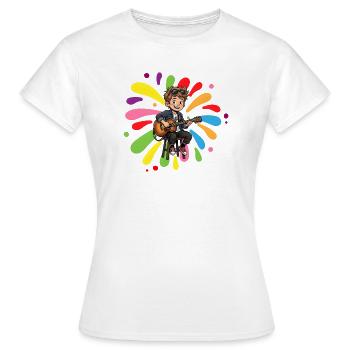 Gitarrenjunge vor bunten Farbkleksen - Frauen T-Shirt - Weiß - Vorne - AI Model Female 172 dark (172cm)
