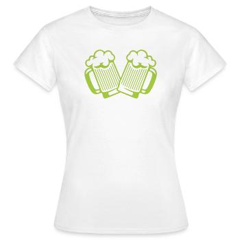 Zwei Bierkrüge Stoßen – Neon Grün - Frauen T-Shirt - Weiß - Vorne - AI Model Female 172 dark (172cm)