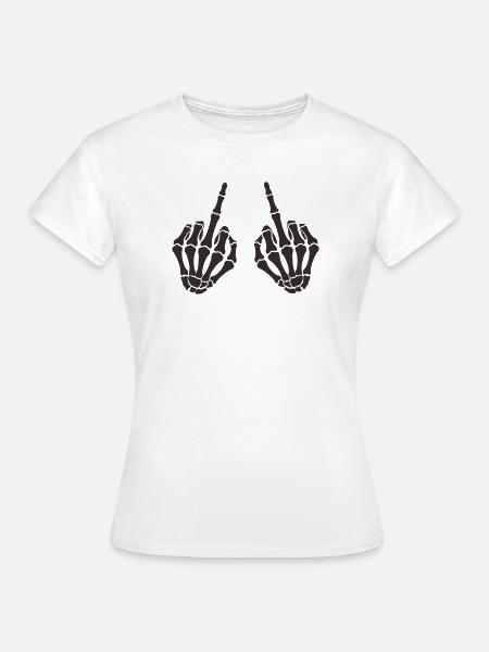 skull-hand_mittelfinger_2- - Frauen T-Shirt - Weiß
