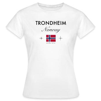 Trondheim Norwegen Koordinaten Reise Souvenir - Frauen T-Shirt - Weiß - Vorne - AI Model Female 172 dark (172cm)
