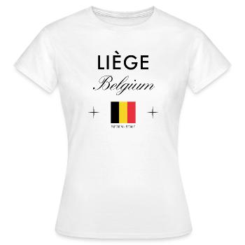 Lüttich Belgien Koordinaten Reise Souvenir - Frauen T-Shirt - Weiß - Vorne - AI Model Female 172 dark (172cm)