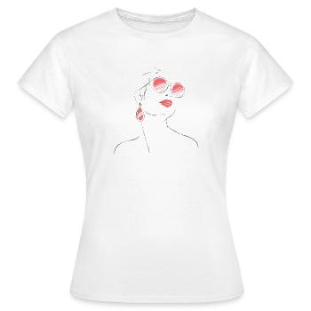 Croquis de lunettes de soleil de femme élégante - T-shirt Femme - blanc - Devant - AI Model Female 172 dark (172cm)