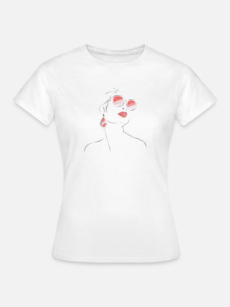 Croquis de lunettes de soleil de femme élégante - T-shirt Femme - blanc