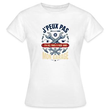 J'peux Pas J'ai Garage - Cadeau Mécanicien Rétro - T-shirt Femme - blanc - Devant - AI Model Female 172 dark (172cm)