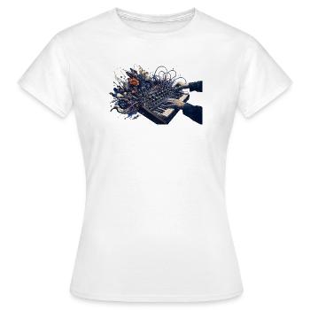 Abstrakte florale Tastatur und Klangenergie - Frauen T-Shirt - Weiß - Vorne - AI Model Female 172 dark (172cm)