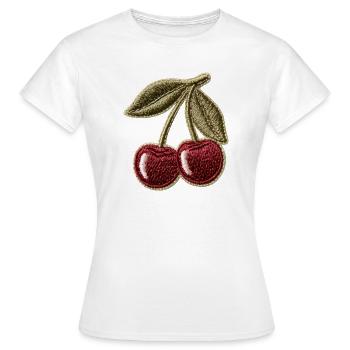 Motif d’écusson brodeur de cerises - T-shirt Femme - blanc - Devant - AI Model Female 172 dark (172cm)