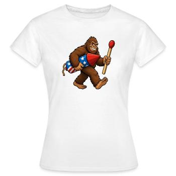 Bigfoot-Feuerwerkskörper zum 4. Juli für Männer - Frauen T-Shirt - Weiß - Vorne - AI Model Female 172 dark (172cm)