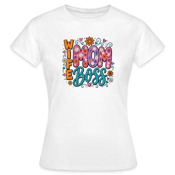 Femme Maman Patronne - Création florale pour Maman et Femme - T-shirt Femme - blanc - Devant - AI Model Female 172 dark (172cm)