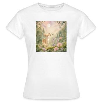 Cute Baby Deer in Enchanted Forest – Whimsical - Frauen T-Shirt - Weiß - Vorne - AI Model Female 172 dark (172cm)