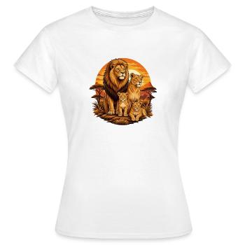 Löwenfamilie am Sonnenuntergang - Frauen T-Shirt - Weiß - Vorne - AI Model Female 172 dark (172cm)
