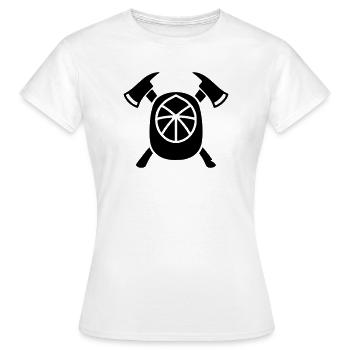 Euro Feuerwehrhelm Silhouette - Frauen T-Shirt - Weiß - Vorne - AI Model Female 172 dark (172cm)