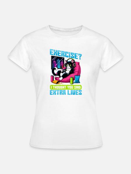 Gamer Gaming Cat Video Game - Frauen T-Shirt - Weiß