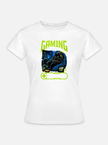 Gamer Gaming Cat Video Game - Frauen T-Shirt - Weiß