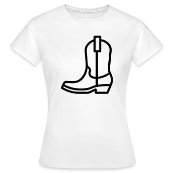 Stiefel - Frauen T-Shirt - Weiß - Vorne - AI Model Female 172 dark (172cm)