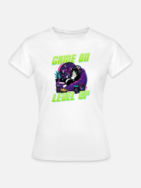 Gamer Gaming Cat Video Game - Frauen T-Shirt - Weiß