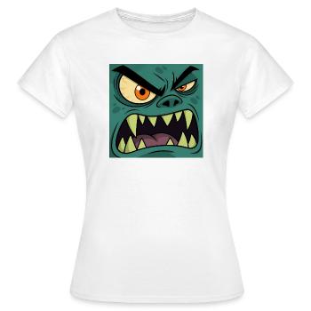 Wütendes Monster Gesicht – Cartoon Vektor Grafik - Frauen T-Shirt - Weiß - Vorne - AI Model Female 172 dark (172cm)