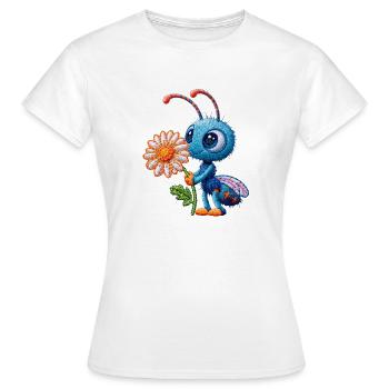 Biene im Stickerei-Look Blume Geschenk - Frauen T-Shirt - Weiß - Vorne - AI Model Female 172 dark (172cm)