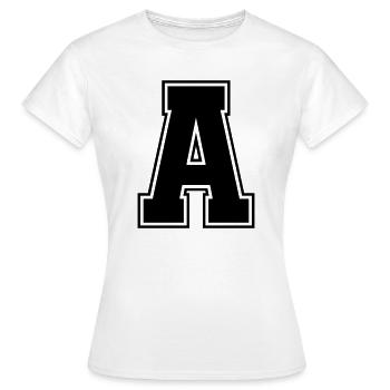 A_Buchstabe - Frauen T-Shirt - Weiß - Vorne - AI Model Female 172 dark (172cm)