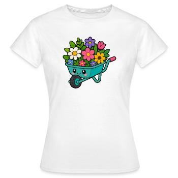 Frühlingswagen voller Blüten - Frauen T-Shirt - Weiß - Vorne - AI Model Female 172 dark (172cm)