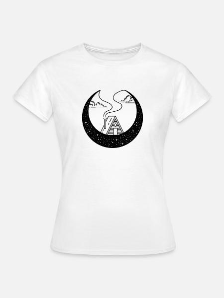 Hütte in der Mondsichel - Frauen T-Shirt - Weiß