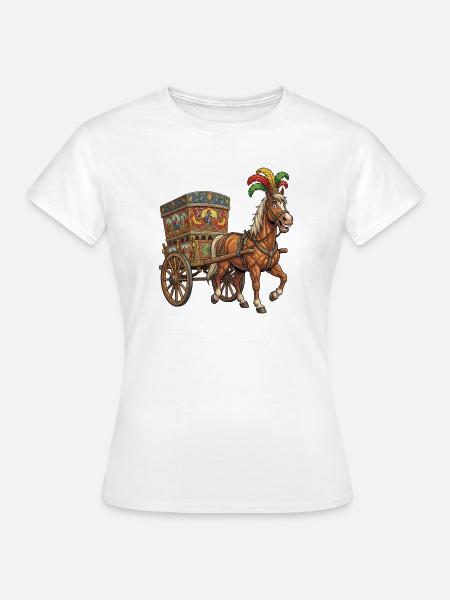 Muscular Horse , Sicilian Cart - Women's T-Shirt - white