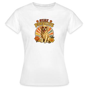 Stay Pawsitive Hund Retro Vibe - Frauen T-Shirt - Weiß - Vorne - AI Model Female 172 dark (172cm)