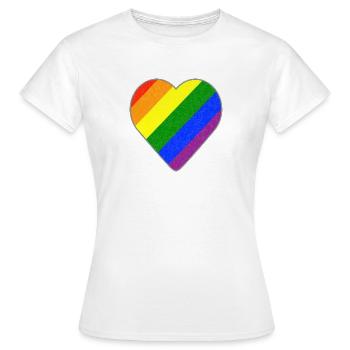 Herz mit Regenbogenstreifen - Frauen T-Shirt - Weiß - Vorne - AI Model Female 172 dark (172cm)