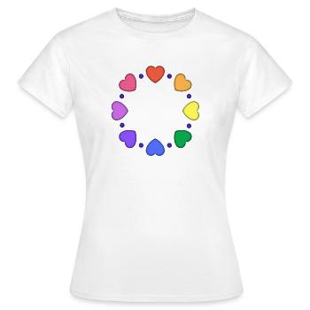 Bunter Herzkreis aus Herzen - Frauen T-Shirt - Weiß - Vorne - AI Model Female 172 dark (172cm)