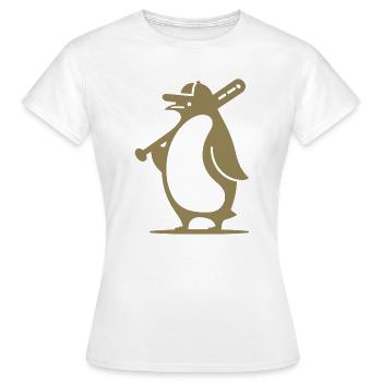 Pinguin Baseballspieler Silhouette - Frauen T-Shirt - Weiß - Vorne - AI Model Female 172 dark (172cm)