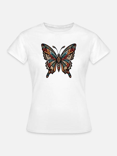 Geometrischer Tribal-Schmetterling - Frauen T-Shirt - Weiß