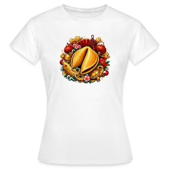 Biscuit chinois doré dans la magie du festival - T-shirt Femme - blanc - Devant - AI Model Female 172 dark (172cm)