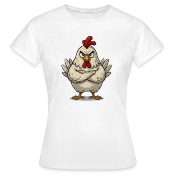 Angry Chicken Vintage Cartoon T-Shirt - Women's T-Shirt - white - Front - AI Model Female 172 dark (172cm)