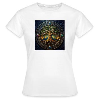 Mystic Tree mit Juwelen und Knoten - Frauen T-Shirt - Weiß - Vorne - AI Model Female 172 dark (172cm)