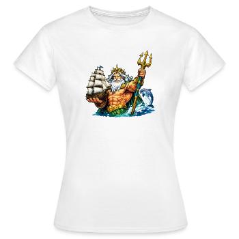 Neptun mit Seegelschiff - Frauen T-Shirt - Weiß - Vorne - AI Model Female 172 dark (172cm)