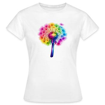 Regenbogen-Pusteblume - Frauen T-Shirt - Weiß - Vorne - AI Model Female 172 dark (172cm)